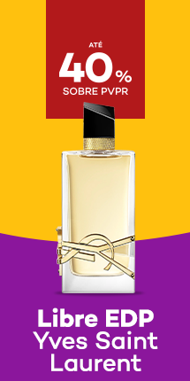 Perfume Libre da marca Yves Saint laurent com destaque promocional de até 40% sobre preço de Venda ao Público Recomendado